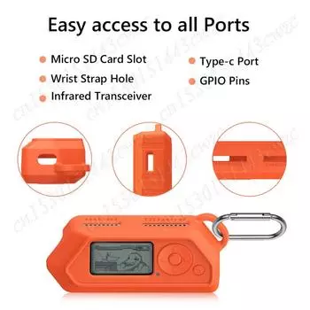 Силиконовый защитный чехол против царапин с подвесной пряжкой, мягкий защитный чехол, защитная пленка от падения для Flipper Zero чёрный
