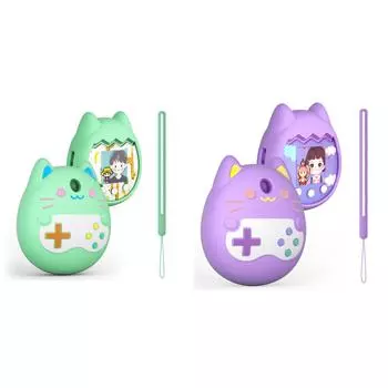 Силиконовый защитный чехол противоударный с ремешком на руку для Tamagotchi Pix(зеленый)