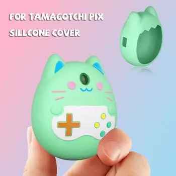 Силиконовый защитный чехол противоударный с ремешком на руку для Tamagotchi Pix(зеленый)