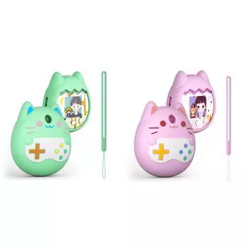 Силиконовый защитный чехол противоударный с ремешком на руку для Tamagotchi Pix(зеленый)