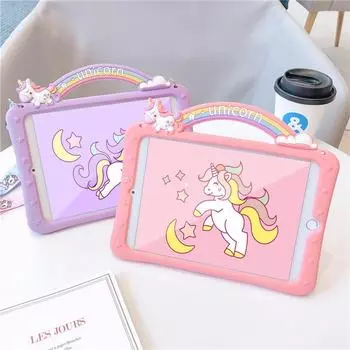 Силиконовый защитный чехол Rainbow Unicorn для iPad 9 или Mini 6 - защита от падений, 10,2 iPad-mini1/2/3 земляничный