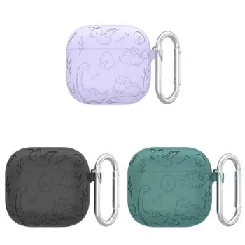 Силиконовый защитный чехол с карабином Cute Cover для AirPods 4 Gen (2024)(фиолетовый)