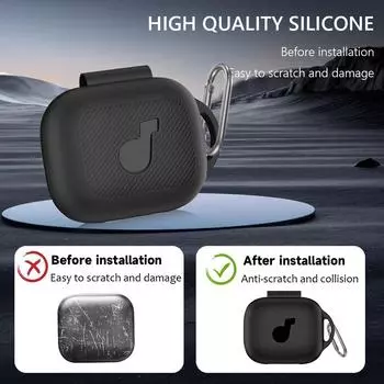 Силиконовый защитный чехол с карабином, защитный чехол для всего тела, противоударный для наушников Anker Soundcore C30i, чехол для зарядки чёрный