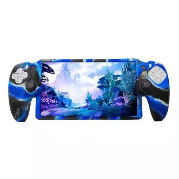 Силиконовый защитный чехол с противоскользящим покрытием для PS5 Portal(Камуфляж Синий) ЛУЧШИЙ