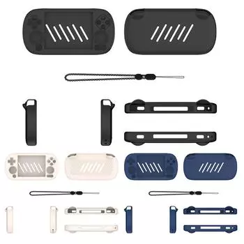 Силиконовый защитный чехол с ремешком против царапин для ANBERNIC RG40XX H(черный)