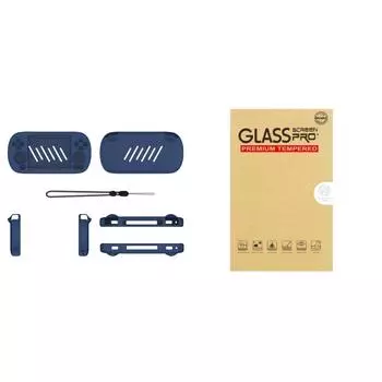 Силиконовый защитный чехол с ремешком против царапин для ANBERNIC RG40XX H (синий)