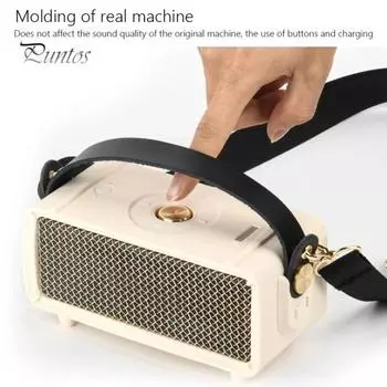 Силиконовый защитный чехол с ручкой из искусственной кожи и плечевым ремнем для портативного BT-динамика Marshall Emberton II, аудио с защитой от царапин чёрный