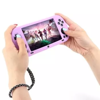 Силиконовый защитный чехол со шнурком для игровой консоли Trimui Smart Pro D чёрный