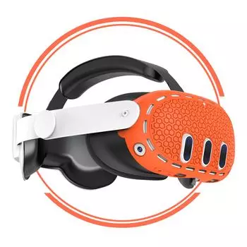 Силиконовый защитный чехол VR Shell, совместимый с аксессуарами Meta Quest 3, комплексная защита для VR оранжевый