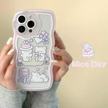 Силиконовый защитный чехол Zhitai для iPhone 11/12 Pro/13/14 - цветочный и мультяшный дизайн iPhone 13 Pro Max