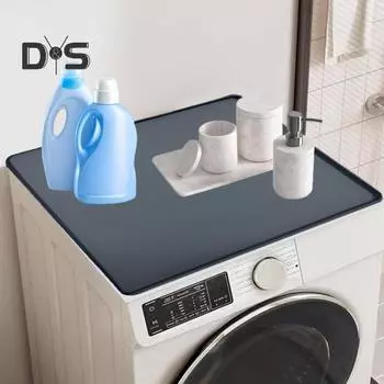 Силиконовый защитный коврик для стиральной машины, водонепроницаемый, нескользящий, пылезащитный чехол для стиральной машины, для прачечной, для кухни, защитный коврик для стиральной машины 60cm чёрный