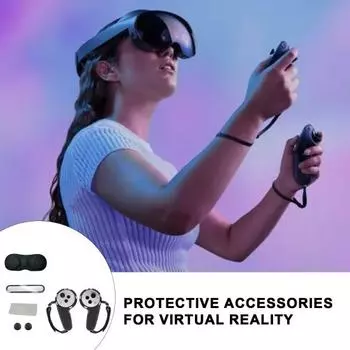 Силиконовый защитный кожух контроллера с противоскользящей рукояткой и защитой линз Защита гарнитуры VR серый