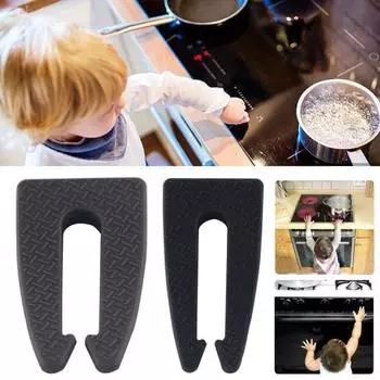 Силиконовый зажим для блокировки ручки газовой плиты, универсальный защитный чехол для ручки переключателя микроволновой печи, защитный зажим для ручки духовки, защищающий от детей серый