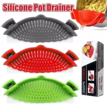 Силиконовый зажим для кастрюли, сито для кастрюли с защитой от проливания, сито для пасты, пищевой дуршлаг для фруктов, макаронных изделий, овощей красный