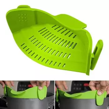 Силиконовый зажим на кастрюле, сито, защита от проливания, корзина для слива, универсальный пищевой дуршлаг для пасты, фруктов, овощей, кухни, ресторана, пикника темно-серого