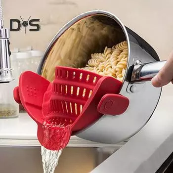 Силиконовый зажим на кастрюле, сито, защита от проливания, корзина для слива, универсальный пищевой дуршлаг для пасты, фруктов, овощей, кухни, ресторана, пикника темно-серого