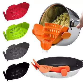 Силиконовый зажим на кастрюле, сито, защита от проливания, корзина для слива, универсальный пищевой дуршлаг для пасты, фруктов, овощей, кухни, ресторана, пикника темно-серого
