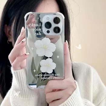 Силиконовый зеркальный чехол Zhitai для iPhone 16/15 Pro Max, совместимый с Xiaomi 14 Pro, в японском и корейском стиле Huawei P40