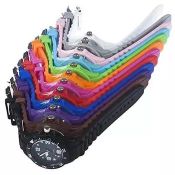 Силиконовый Желе Ремешок Случайные Кварцевые Наручные Часы Аналоговые Наручные Часы Подарок чёрный