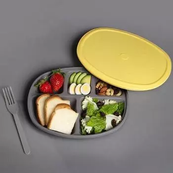 Silipang Bebe Baby Oval + сумка, ЖЕЛТЫЙ, тарелка для еды + сумка, популярные корейские товары для родителей