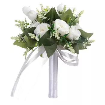 Silk Cloth Bridal Wedding Bouquets Rose Flower for Photo Props Party