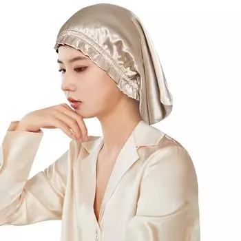Silk Night Silk Cylindrical не отпадет, пока Silk Night для длинных волос предотвращает появление секущихся кончиков и для подарка [Utukky] Кепка, Кепка, Дизайн, Утро, 100% бежевый