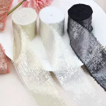 Silk Ribbon Flower Bouquet Gift Packaging Handmade Fringe Silk Ribbon for DIY Sewing Crafts Hairclip Bows Clothes
