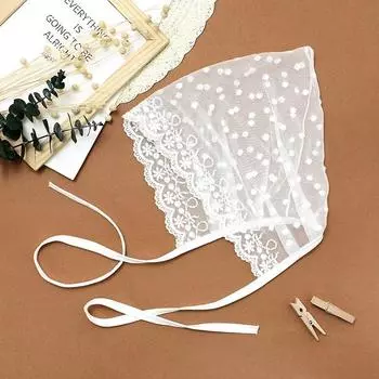 Silk Road Baby s Nelly Mall Кружевной чепчик с гофрировкой, 11 х 18,5 х 20 см, белый, Популярная детская одежда в Корее