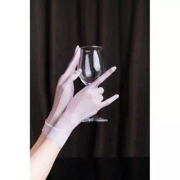Silk Sunscreen Style Transparent Short Ultra Thin Sexy Mercerized round Light High Stretch Yarn Smooth Snagging Resistant Sock Five Finger Gloves White short All yards