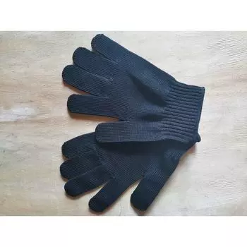 Silk Wrapped Steel Wire Security Hardware Anti-Sea Cutting Abrasion Resistant Breathable Stain-Resistant Anti-Cutting Labor Protection Black Gloves Black ordinary small size a pair (S code)