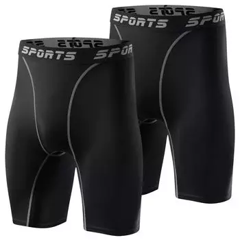 sillictor компрессионные шорты мужские короткие спортивные леггинсы лосины [Защита от УФ-излучения + впитывание пота быстросохнущие] полудлина 3325 черный 2 шт. L