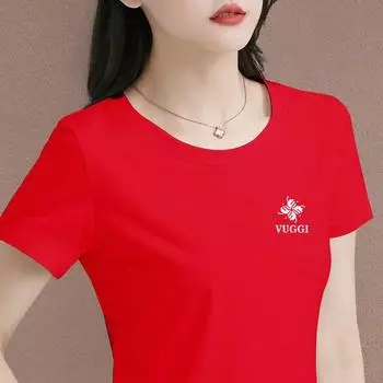 Silm Slim Looking Pure Cotton New Arrival K-style Stylish Sneaky Design Best Selling T-shirt That Hides Your Belly Women s Short-Sleeved Summer Top Red-Rotate VU 4XL