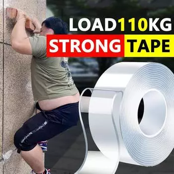 Силовая лента 1/2/3/5/10 м. Сверхпрочная двусторонняя лента. Сверхпрочная клейкая нескользящая лента. Водонепроницаемая прозрачная лента для кухни, ванной комнаты. 1Mx20mmx1mm белый