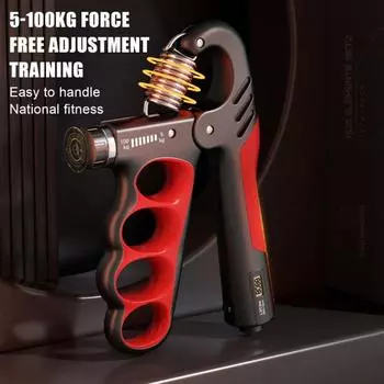 Силовой тренажер с ручным захватом, счетный, 5–100 кг, регулируемый, для мужчин и женщин, электронный тренажер для предплечий, укрепитель мышц, разработчик, оборудование для фитнеса оранжевый