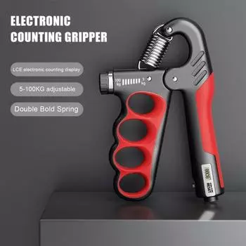 Силовой тренажер с ручным захватом, счетный, 5–100 кг, регулируемый, для мужчин и женщин, электронный тренажер для предплечий, укрепитель мышц, разработчик, оборудование для фитнеса красный