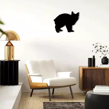 Силуэт кошки мэнской породы – элегантное металлическое украшение, подвесное настенное искусство, домашний декор и металлическое искусство для Мура чёрный