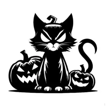 Силуэт кошки Настенное украшение Металлический декор Компактный Декоративный Милый Хэллоуинский Артворк without Hat