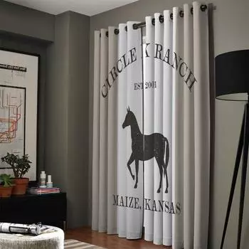 Силуэт лошади на тему фермерской жизни, оконные шторы, шторы для гостиной, декоративные предметы для гостиной 135W x 60H(cm)