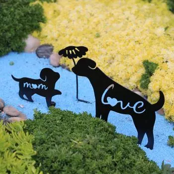 Силуэт собаки, садовое украшение из металла, индивидуальность, креативные настольные украшения One Size