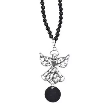 Silver Angel Pendant Car Charm Letter Rear View Mirror Car Hanging Pendant Car Mirror Hanger Decor Car Interior Accessories чёрный