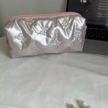 Silver Ballet Style Cute Bow Large Capacity Pencil Case Student Stationery Study Supplies Back To School Kawaii Bag