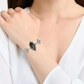 Silver Bracelet Bumble Bee Sterling Gemstone Jasper Cuff Jasper, Handmade