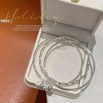 Silver bracelet three-layer ring bell leaf light luxury bracelet