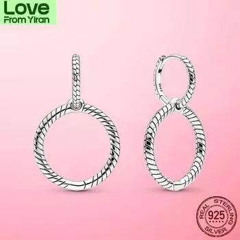 Silver Charm Double Hoop Earrings 925 Sterling Silver Moments Women Earring Charm Fit Fashion Earring Original Jewelry Making