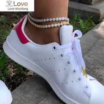 Серебряный цвет Sparking 5a Cz Charm Ankle Round Zircon 5 мм Tennis Chain Ankles Ice Out Bling Cz Hip Hop Fashion Women Jewelry 25cm