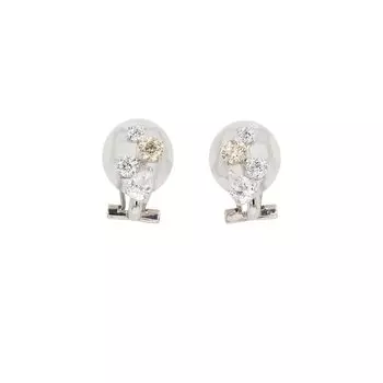 Silver Cubic Chic VERPD52246 [PINKY & DIANNE] PINKY&DIANNE Earrings, Zirconia, Non-Pierced Earrings, белый
