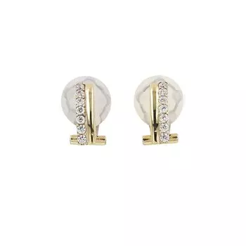 Silver Cubic Earrings VERPD52224 [PINKY & DIANNE] PINKY&DIANNE Earrings, Zirconia, Non-Pierced