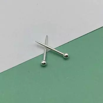 Silver Ear Studs Pointed Toe Auricular Needle Thick Ear Bar Expansion Ear Hole Anti-Blocking Non-Welding Pure Silver Earrings Minimalist Small Beads Needle thick 1.0mm a pair of pointed
