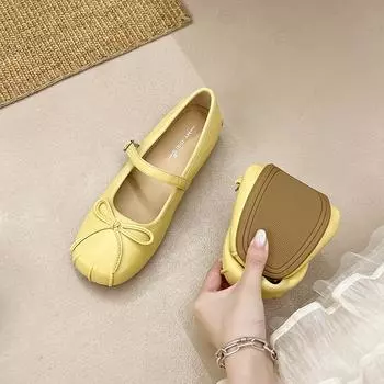 Silver flat ballet single shoes women s new temperament bow word with Mary Jane shoes 35