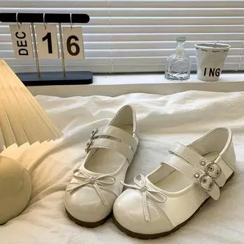 Silver French Mary Jane flat-soled small leather shoes for women s 2025 summer new versatile niche design with skirt single shoes 35 чёрный